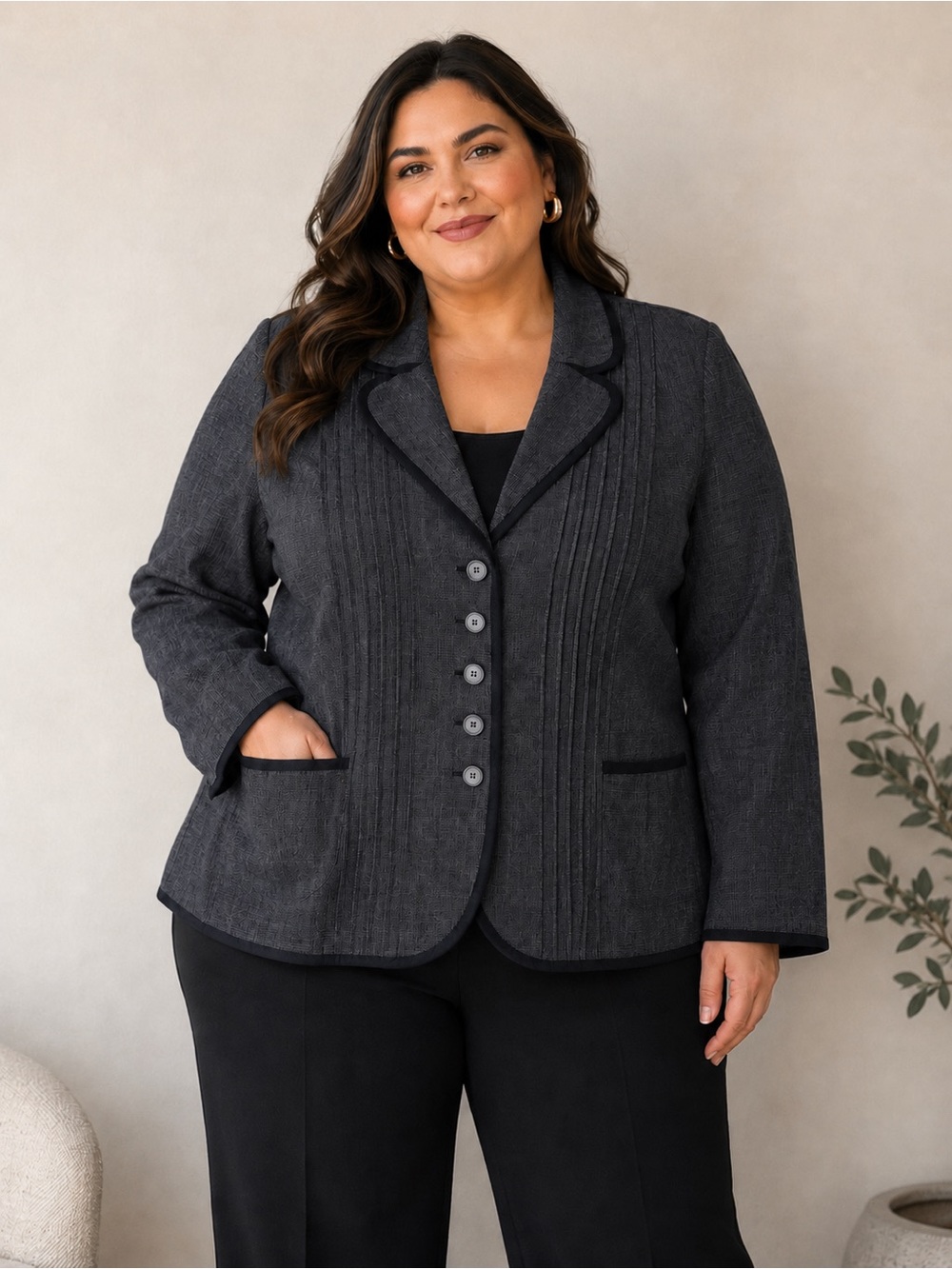 Bianca lightweight blazer, black, Size 46